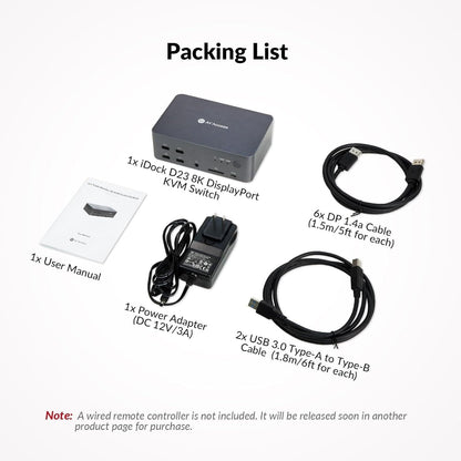 AV Access Idock D23 8K KVM Switch Docking Station for 2 Computers Pcs & 3 Mon...
